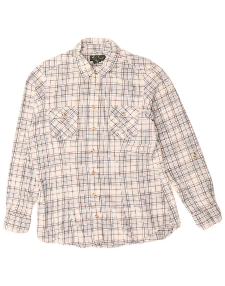 EDDIE BAUER Camisa para mujer Reino Unido 16 Algodón a cuadros gris grande