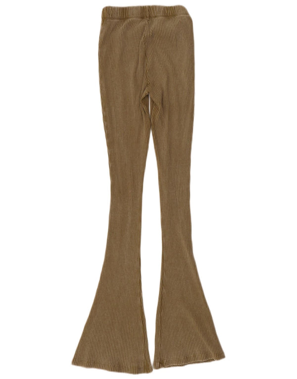 Zara Mujer Pantalones Casuales Acampanados Medianos W28 L33 Algodón Caqui