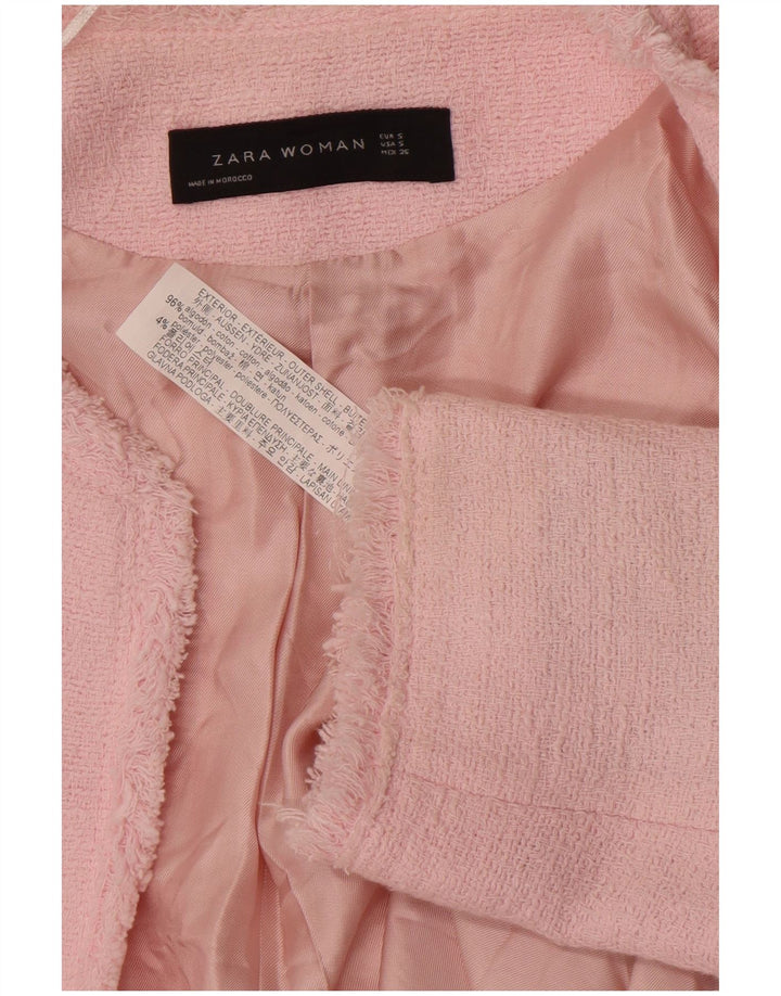 Zara Mujer Abrigo Abierto Reino Unido 10 Pequeño Algodón Rosa