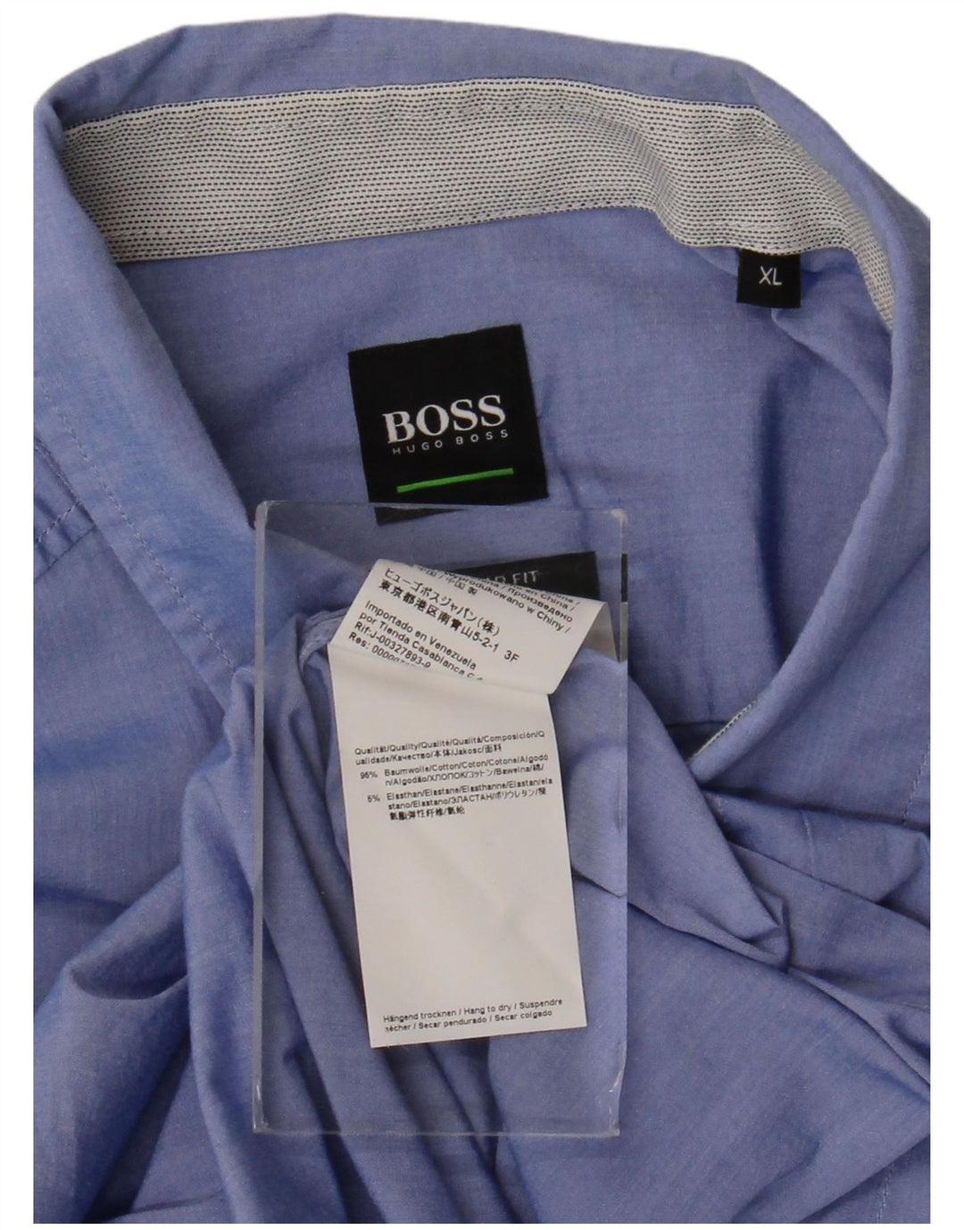 Camisa Hugo Boss Hombre Regular Fit XL Algodón Azul