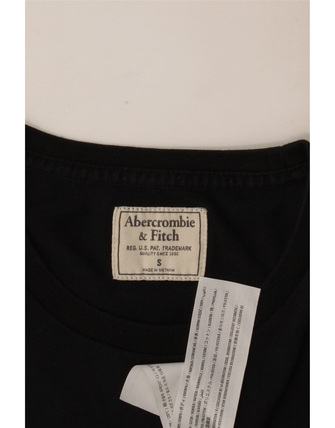 Abercrombie & Fitch Hombre Top gráfico manga larga pequeño algodón negro