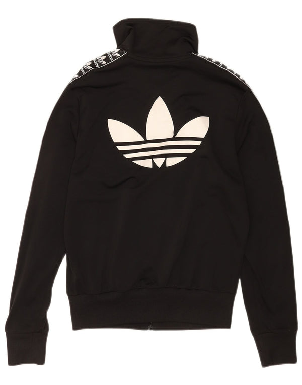 Adidas Mujer Gráfico Chándal Top Chaqueta UK 10 Pequeño Negro Deportes