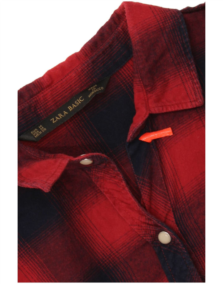 Zara Camisa De Franela Militar Para Mujer UK 40 Medium Red Check