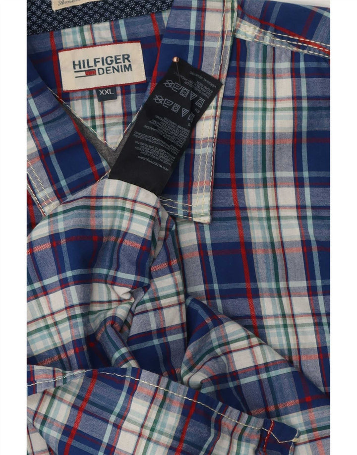 Tommy Hilfiger Camisa para hombre 2XL Algodón a cuadros azules