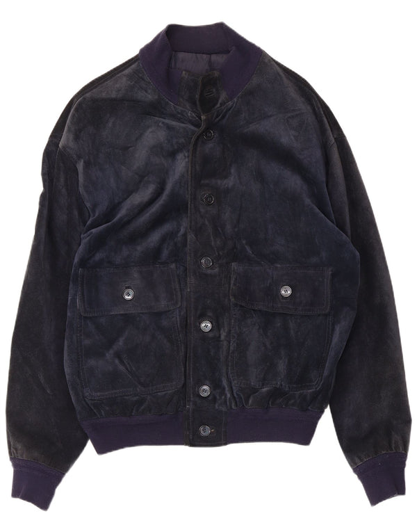 Bayside Chaqueta bomber de ante para hombre Reino Unido 40 Grande Cuero azul marino