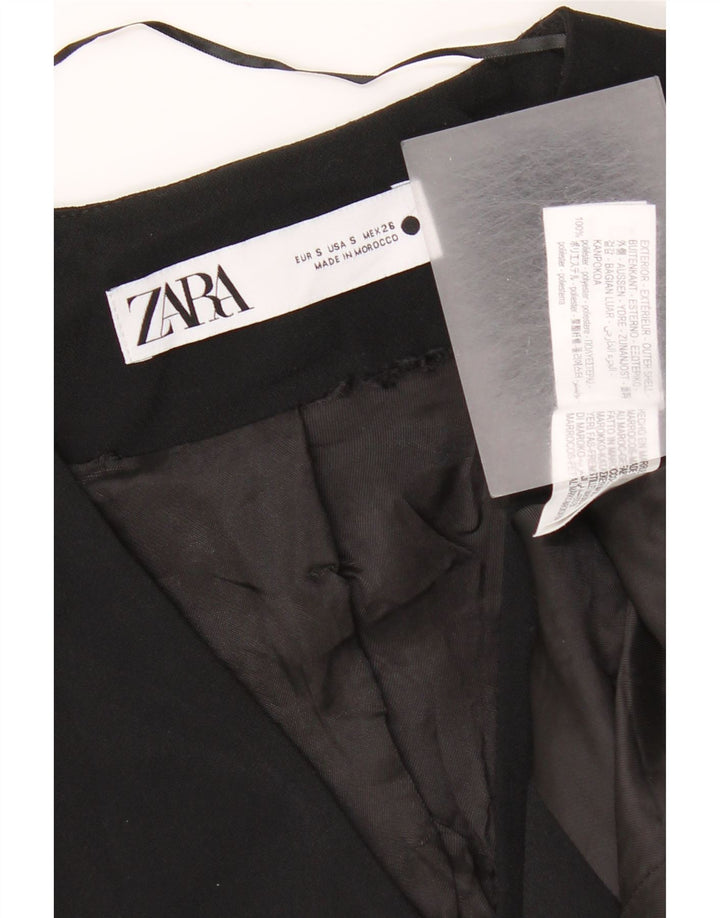 Zara Mujer Chaleco Largo UK 40 Pequeño Poliéster Negro