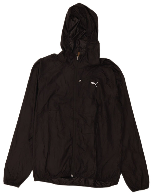 Puma - Chaqueta impermeable con capucha para mujer, talla 40, poliéster negro grande