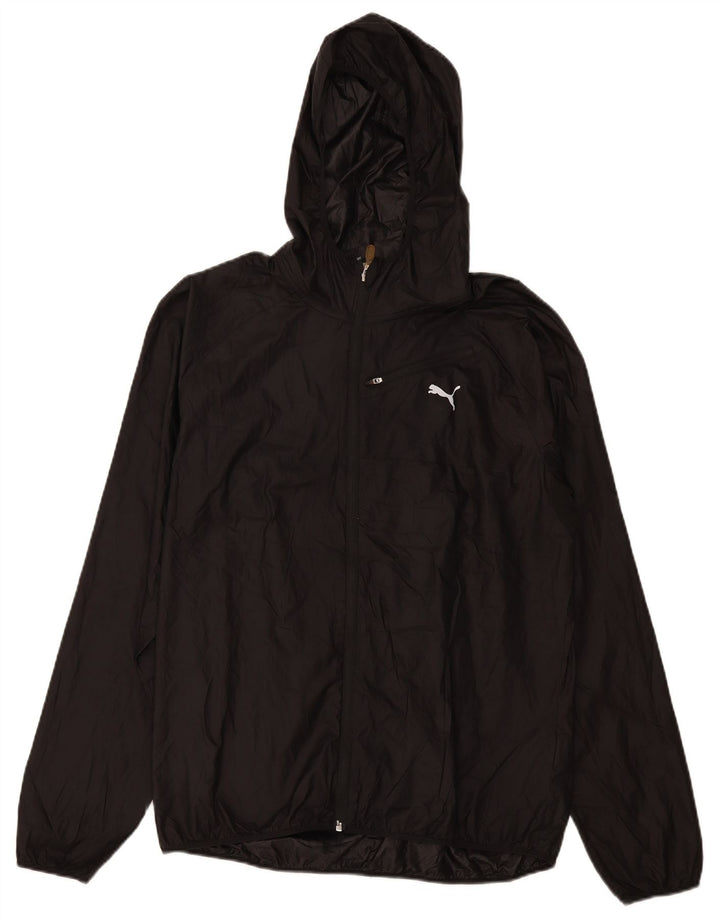 Puma - Chaqueta impermeable con capucha para mujer, talla 40, poliéster negro grande