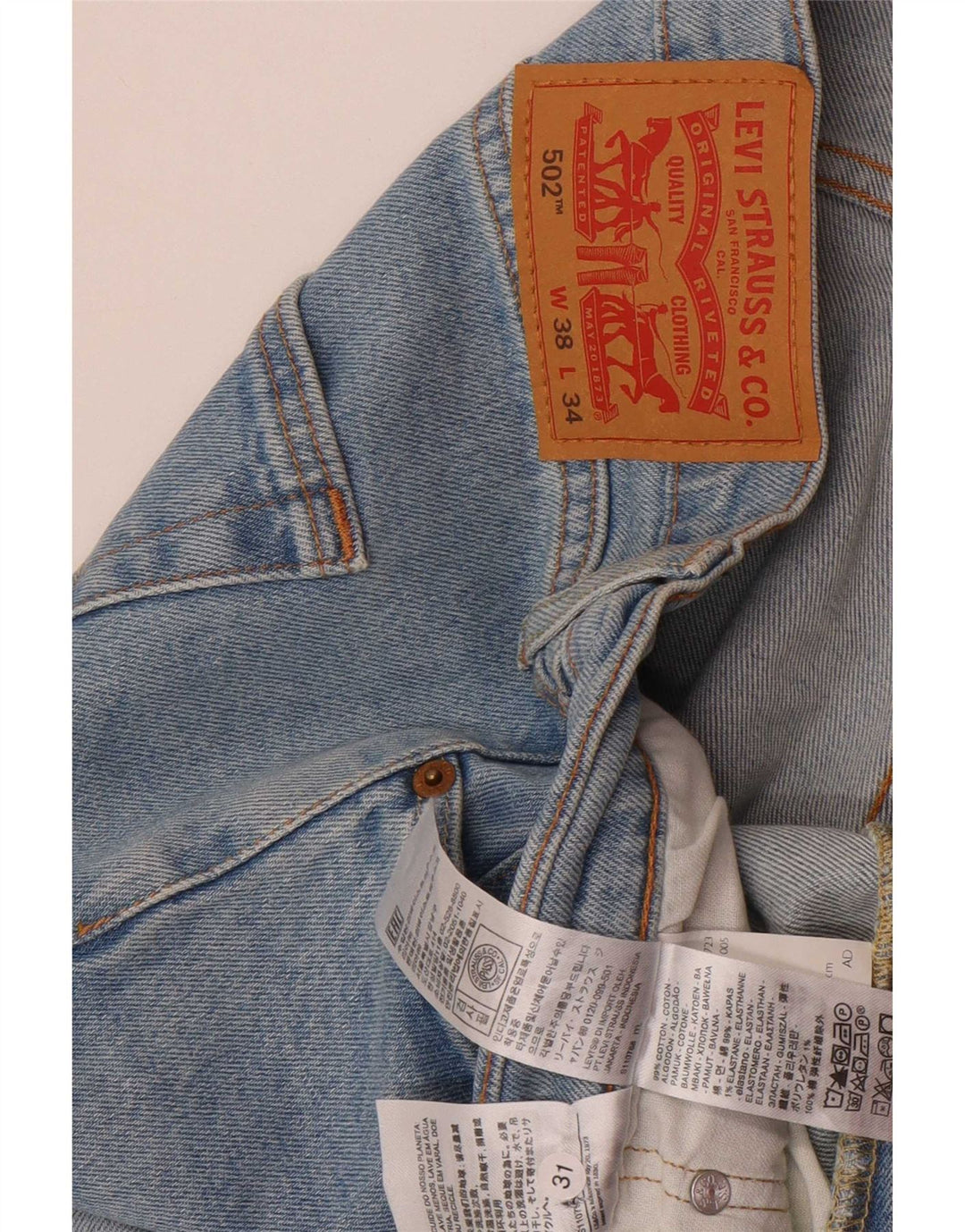 Vaqueros Levi's 502 Tapered para hombre W38 L31 Algodón azul