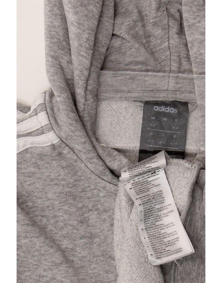 ADIDAS Sudadera con capucha y cremallera corta para mujer Reino Unido 16/18 Grande Gris Algodón