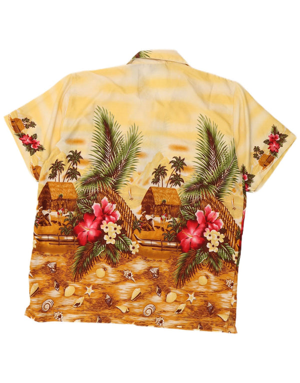 Pacific & Co Camisa hawaiana de manga corta para hombre Poliéster floral amarillo grande