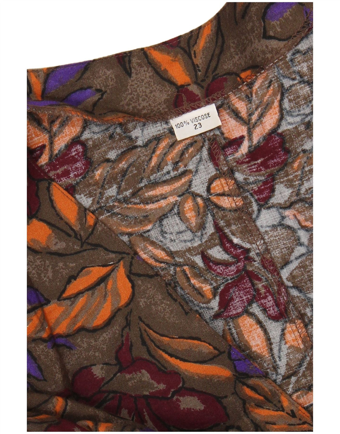 VINTAGE Blusa camisa mujer Reino Unido 20 2XL Viscosa floral marrón