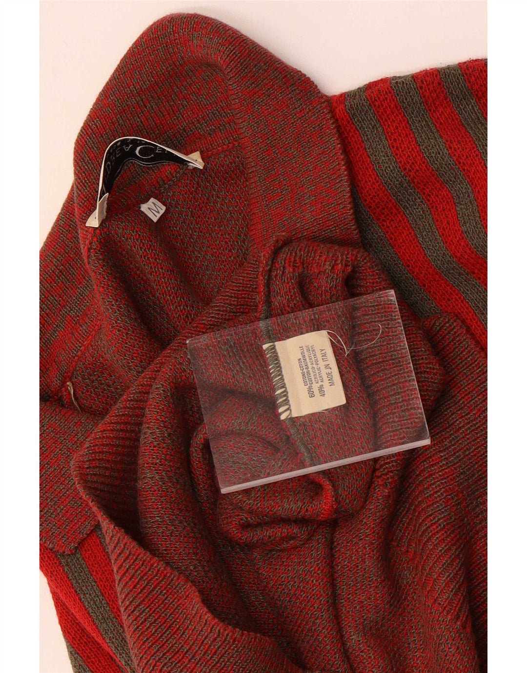 Andrea Celli Jersey Hombre con Cuello Polo De Algodón A Rayas Rojo Medio