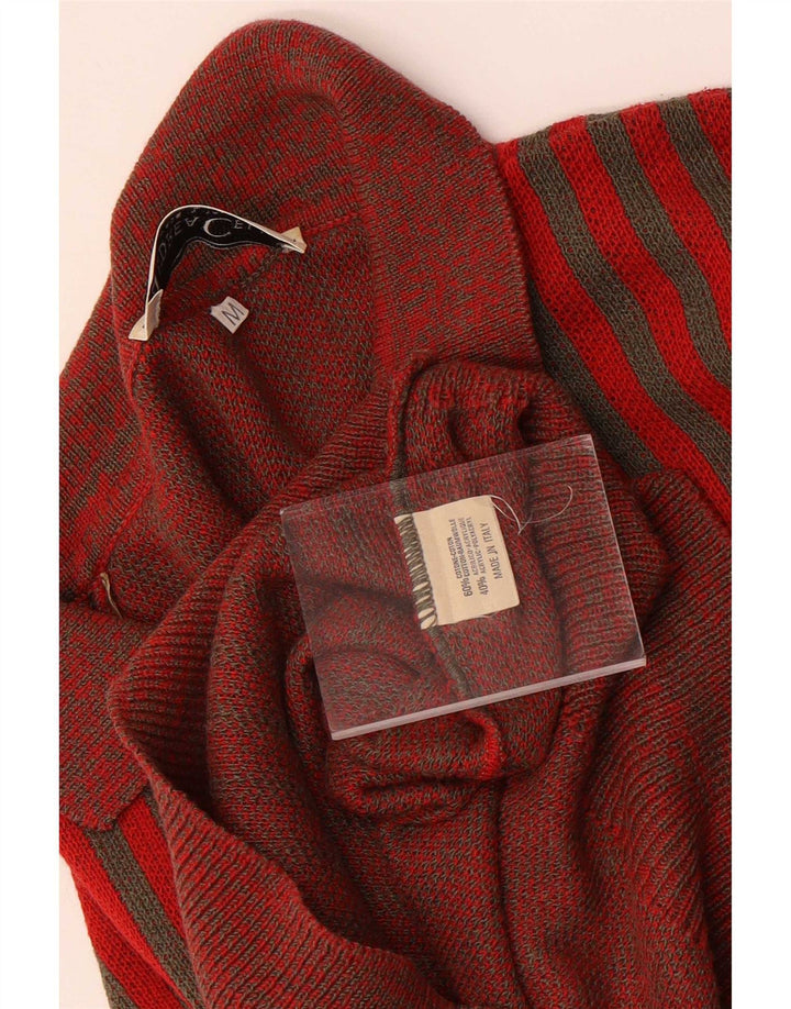 Andrea Celli Jersey Hombre con Cuello Polo De Algodón A Rayas Rojo Medio