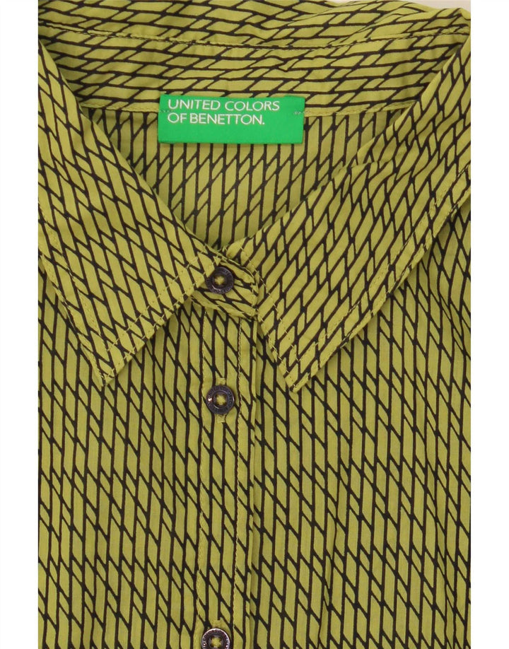 Camisa Benetton Mujer ES 46 Grande Verde Geométrico