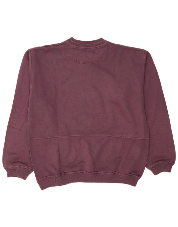 Vintage hombres sudadera gráfica jumper XL algodón granate