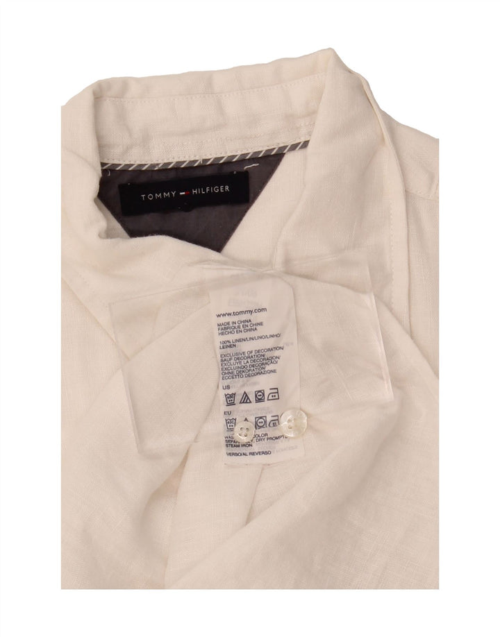TOMMY HILFIGER Boys Shirt 14-15 Years White Linen Vintage Tommy Hilfiger and Second-Hand Tommy Hilfiger from Messina Hembry 