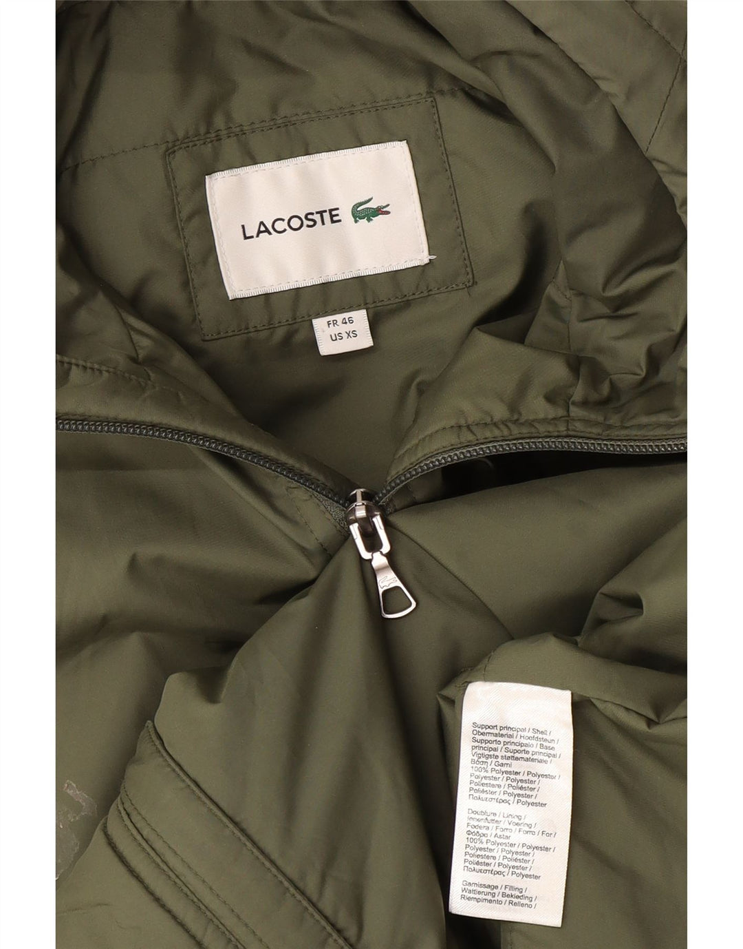 Chaleco con capucha Lacoste para hombre Talla 46 XS Verde Poliéster