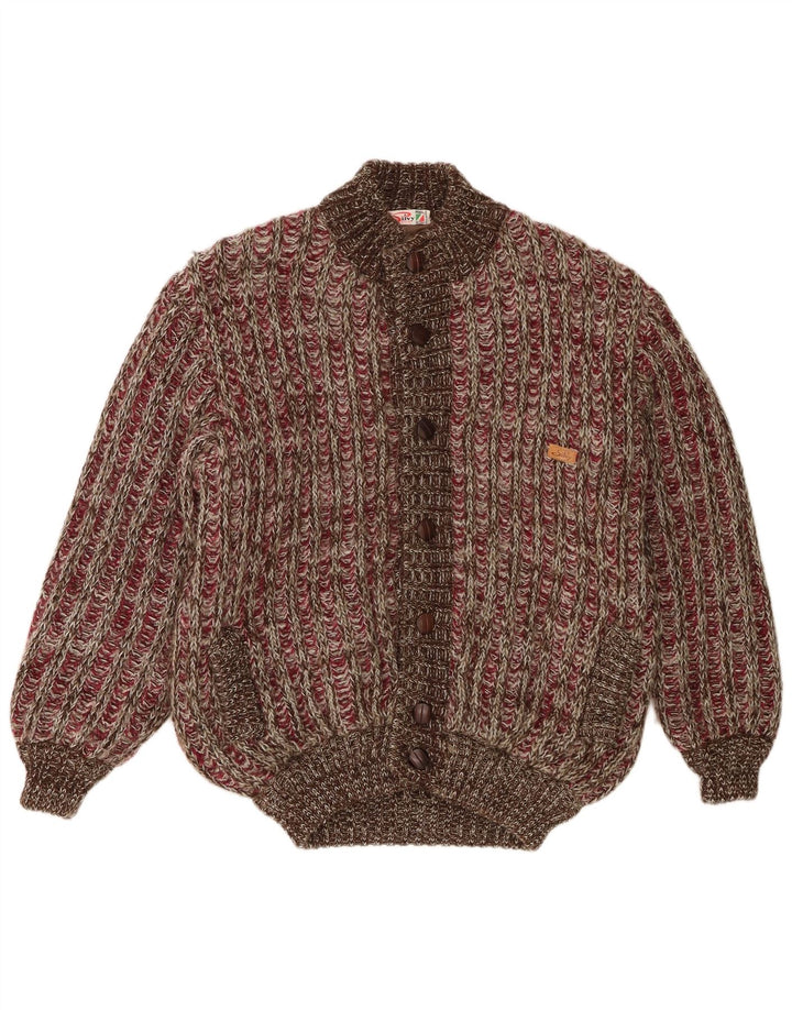 Silvy Mens Knit Bomber Jacket IT 50 Grande Marrón Moteado