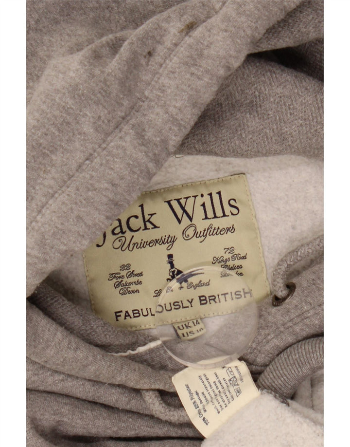 JACK WILLS Jersey con capucha gráfico para mujer Reino Unido 44 Algodón gris grande