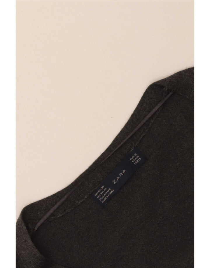 Zara Mujer Cárdigan Suéter UK 12 Rayón Gris Medio