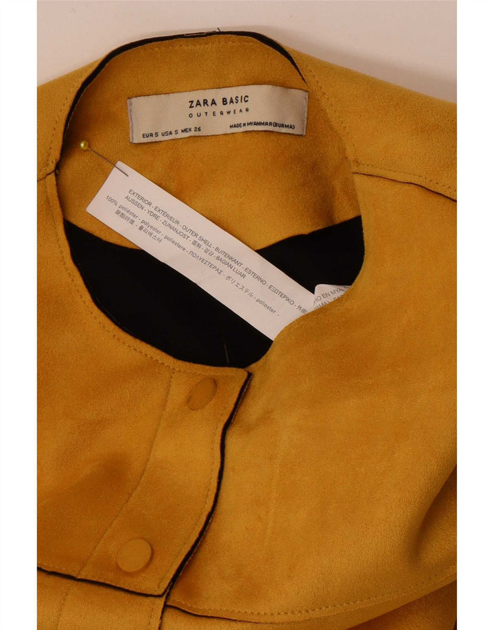 Zara Mujer Bolero Chaqueta UK 10 Pequeña Poliéster Amarillo