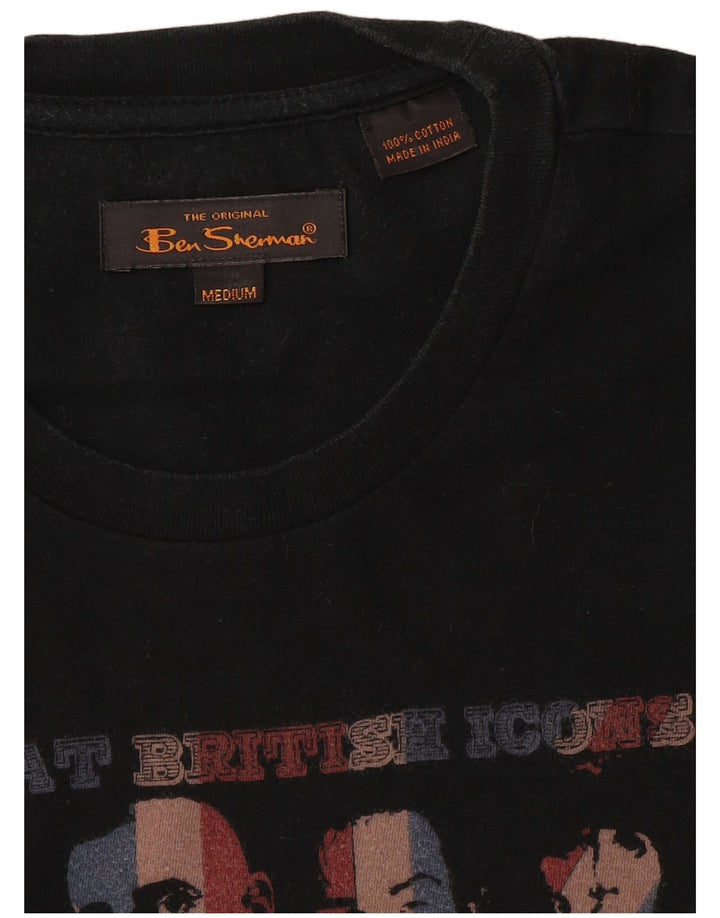 Ben Sherman - Camiseta gráfica para hombre, talla mediana, algodón negro