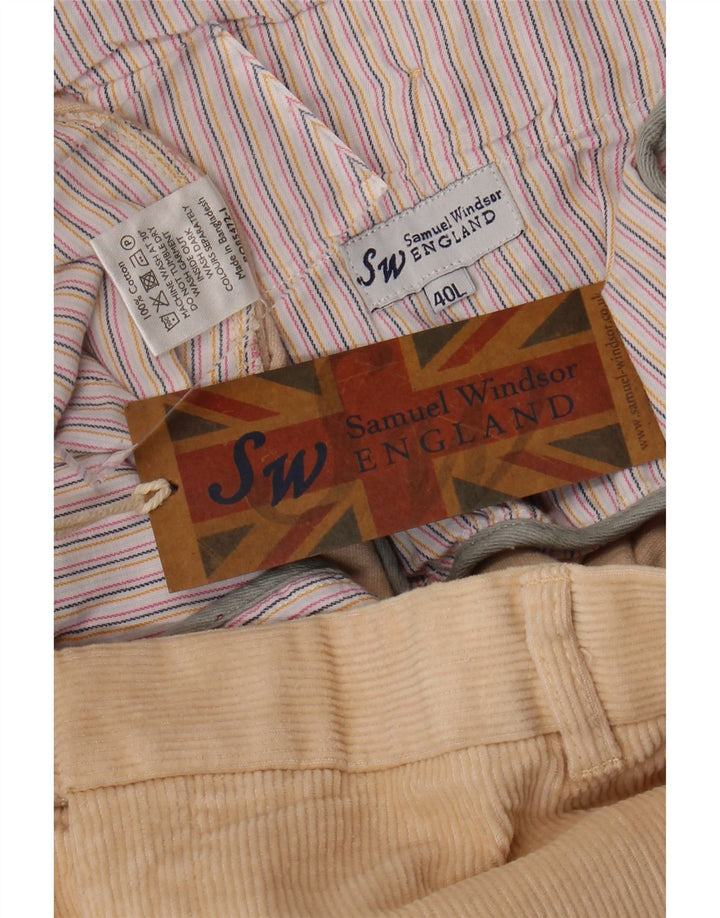 SAMUEL WINDSOR Pantalón recto de pana para hombre W40 L33 Algodón beige