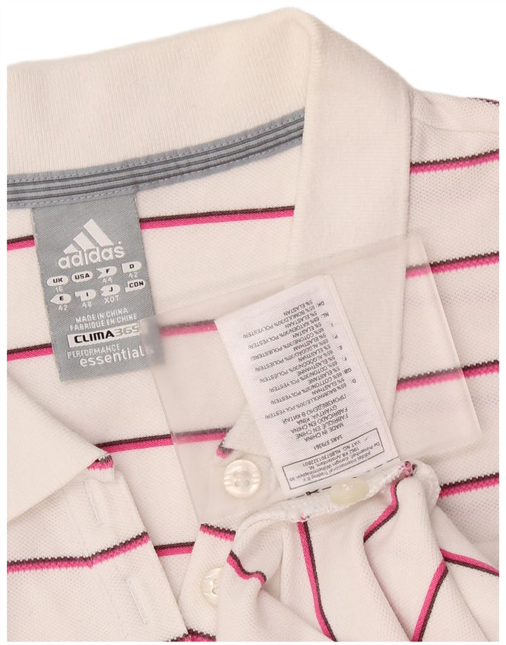 ADIDAS Polo Clima 365 para mujer Reino Unido 40 Grande Algodón a rayas blancas
