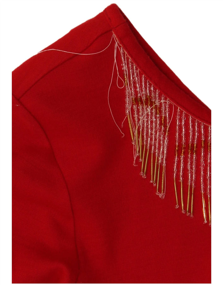 Chagall Vestido recto de manga larga para mujer UK 40 Acrílico rojo mediano