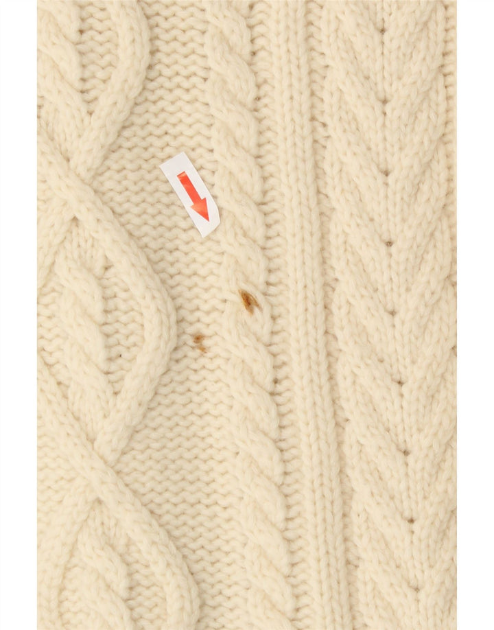 Vintage mujer Cardigan suéter IT 44 medio de lana blanca