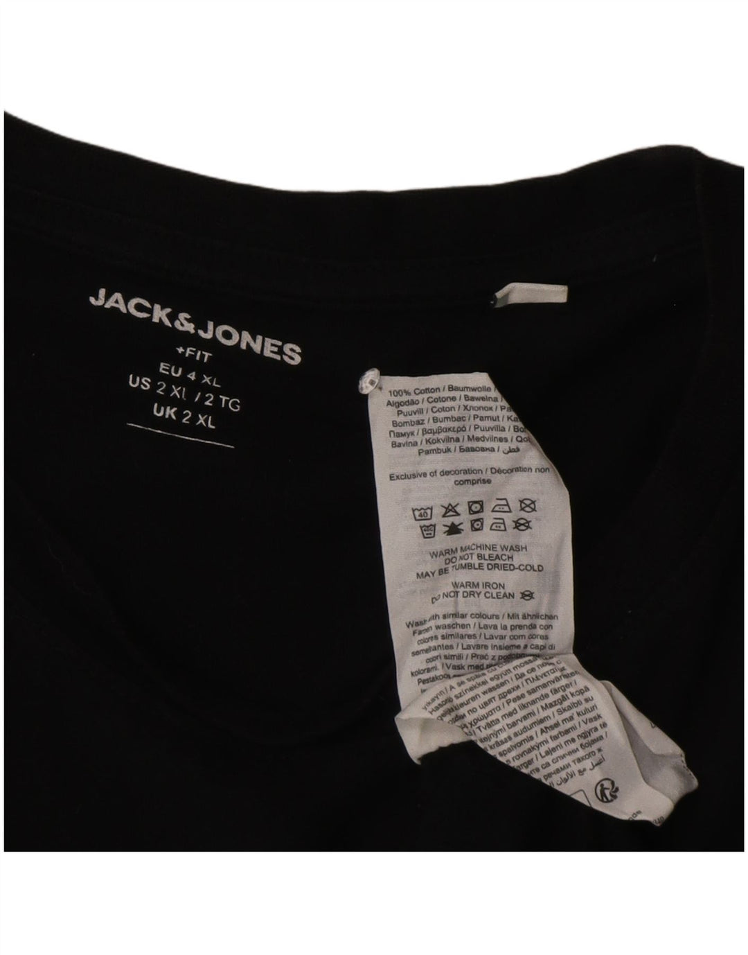 Jack & Jones Camiseta gráfica para hombre Top 2XL Algodón negro