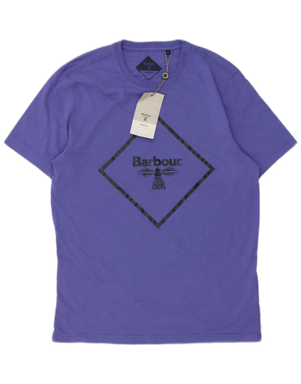 Barbour Hombre Slim Fit Camiseta Gráfica Top Algodón Púrpura Medio
