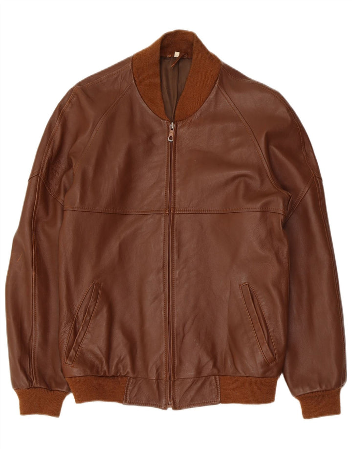 Chaqueta de cuero vintage para hombre IT 48 Marrón medio