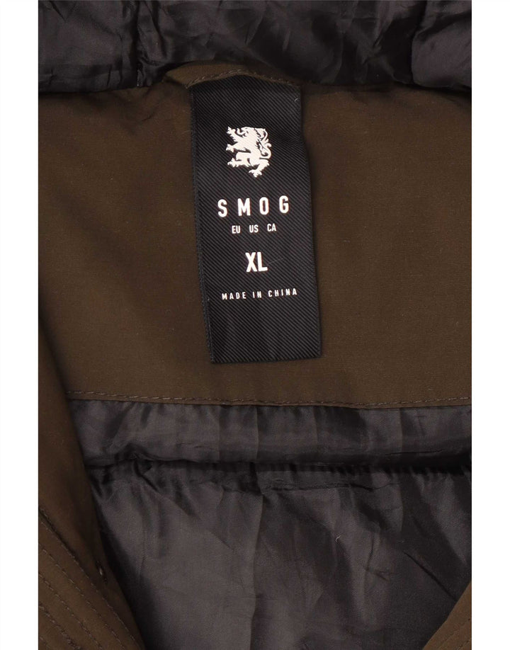 Smog Parka con capucha para hombre UK 42 XL Caqui Poliéster