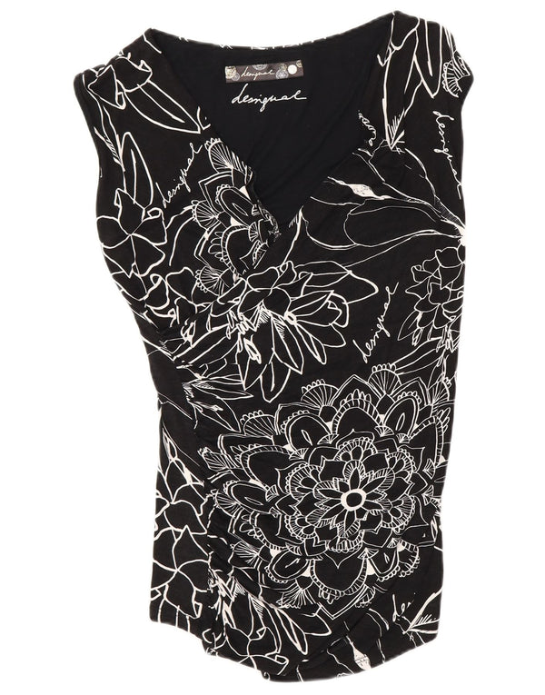 Desigual Blusa para mujer Top UK 10 Small Black Floral Viscosa