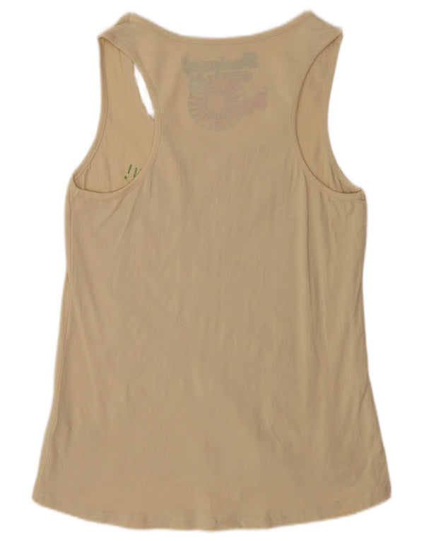 Desigual Womens Graphic Vest Top UK 18 XL Beige Cotton Heart
