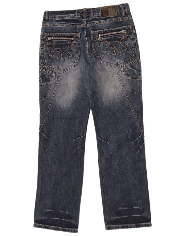 Vaqueros rectos vintage para hombre W32 L32 algodón patchwork azul
