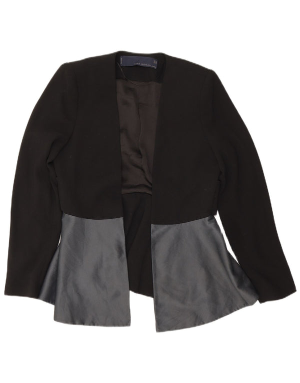 Zara Mujer Chaqueta Americana Abierta UK 44 Mediana Negro Colorblock Poliéster