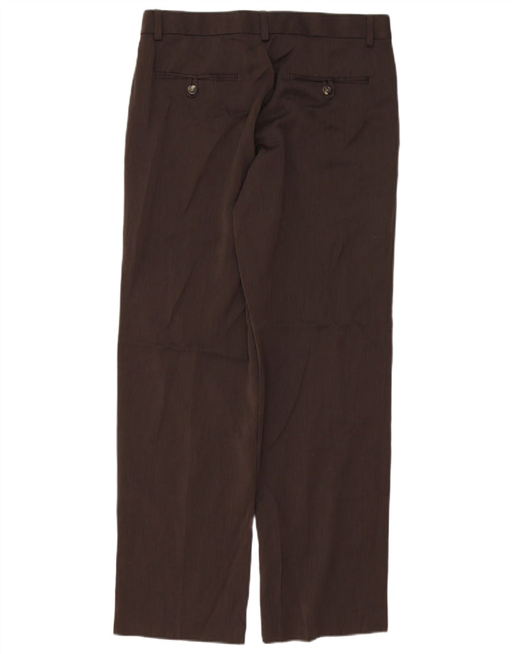 IZOD Pantalón chino recto para hombre W30 L30 Marrón Poliéster