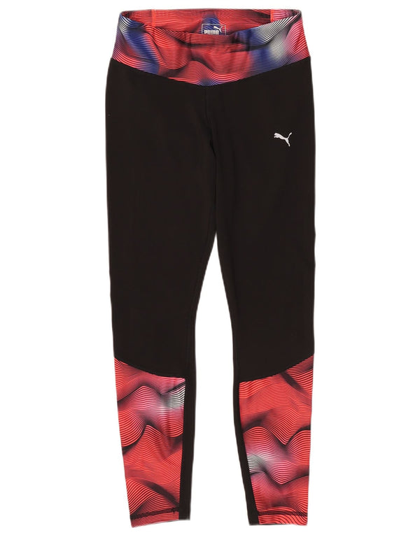 Puma Leggings con estampado abstracto para mujer, talla 10, color negro, pequeño