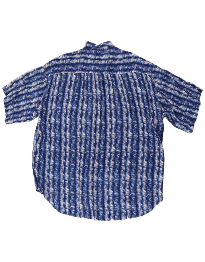 Sirio Camisa de manga corta con estampado abstracto para hombre, talla grande, color azul