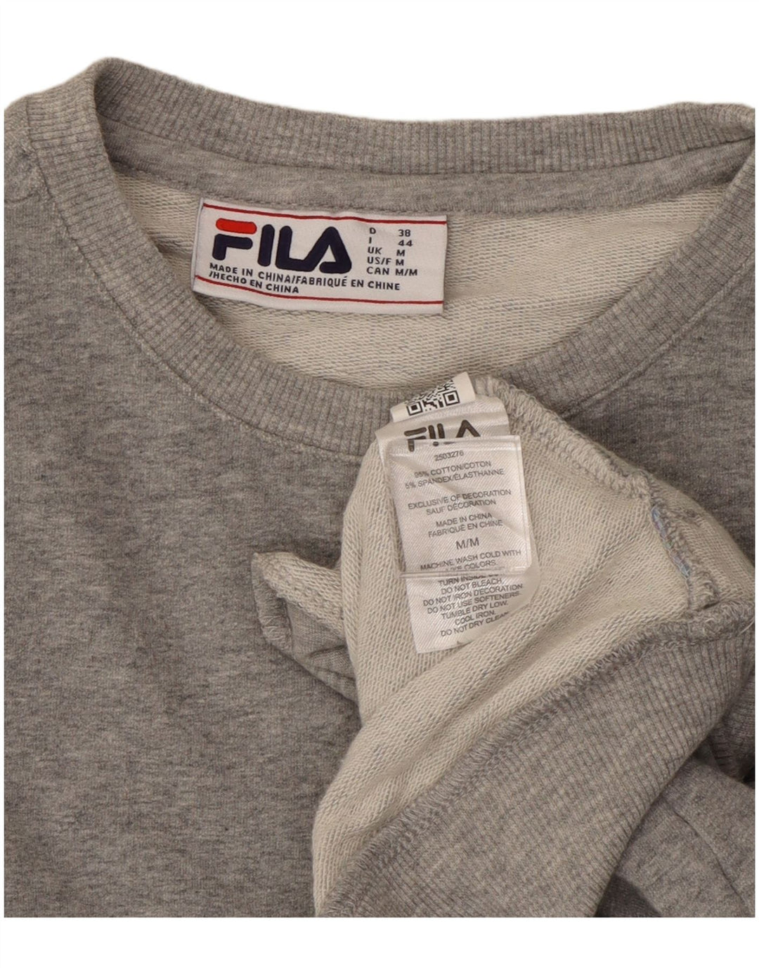 Fila Mujer Crop Sudadera Jumper UK 14 Algodón Gris Medio