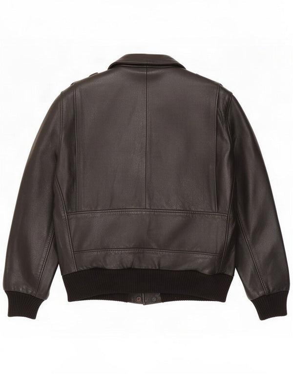 Chaqueta de cuero militar vintage para hombre UK 40 Large Black