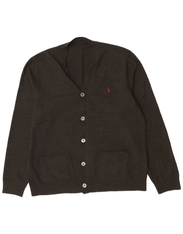 Polo Ralph Lauren Cárdigan para hombre suéter grande verde lana merino clásico