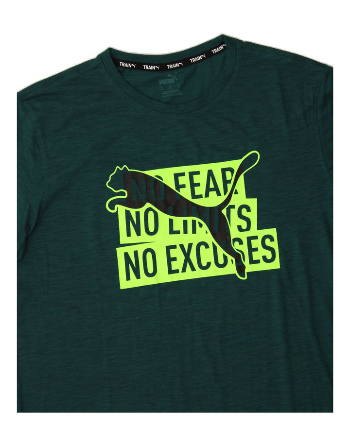 PUMA Mens Graphic T-Shirt Top Medium Green Polyester Vintage Puma and Second-Hand Puma from Messina Hembry 