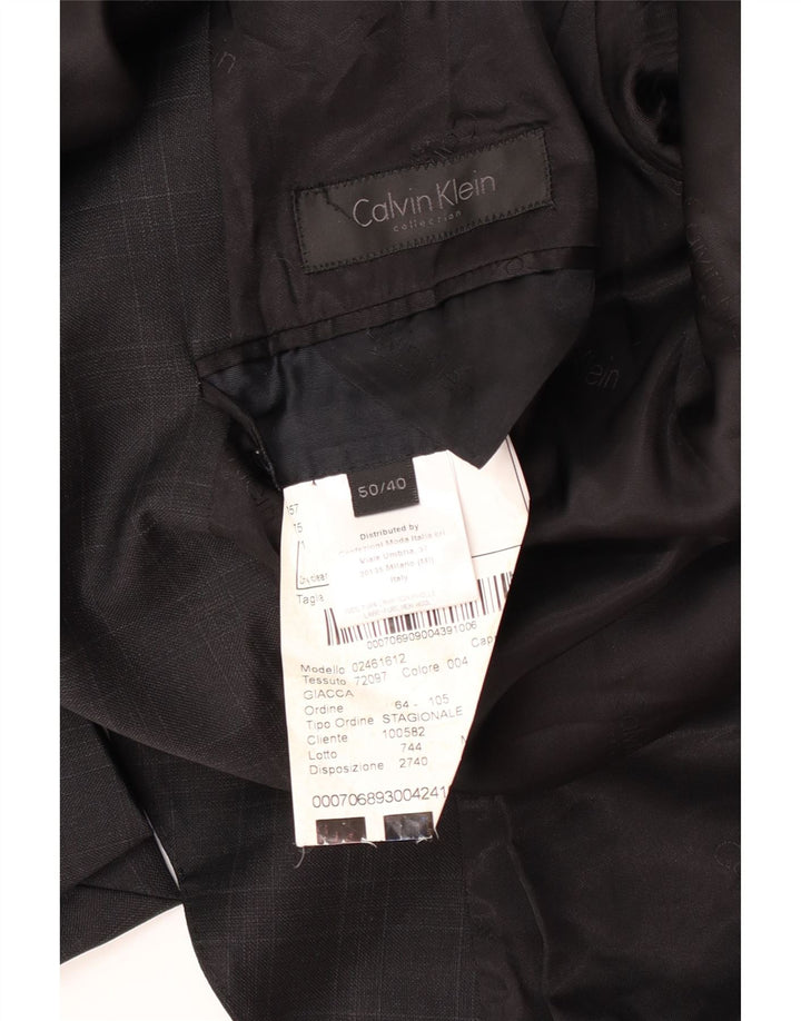 Calvin Klein Chaqueta tipo blazer de 2 botones para hombre IT 50 Lana a cuadros gris grande