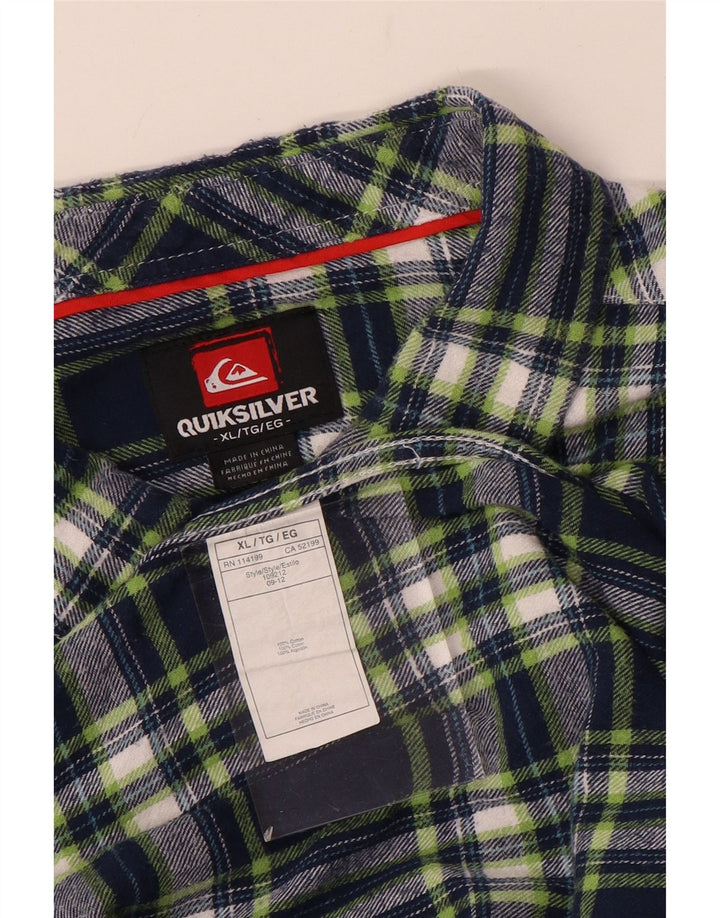 QUIKSILVER Camisa de Franela Hombre XL Azul Marino Cuadros Algodón