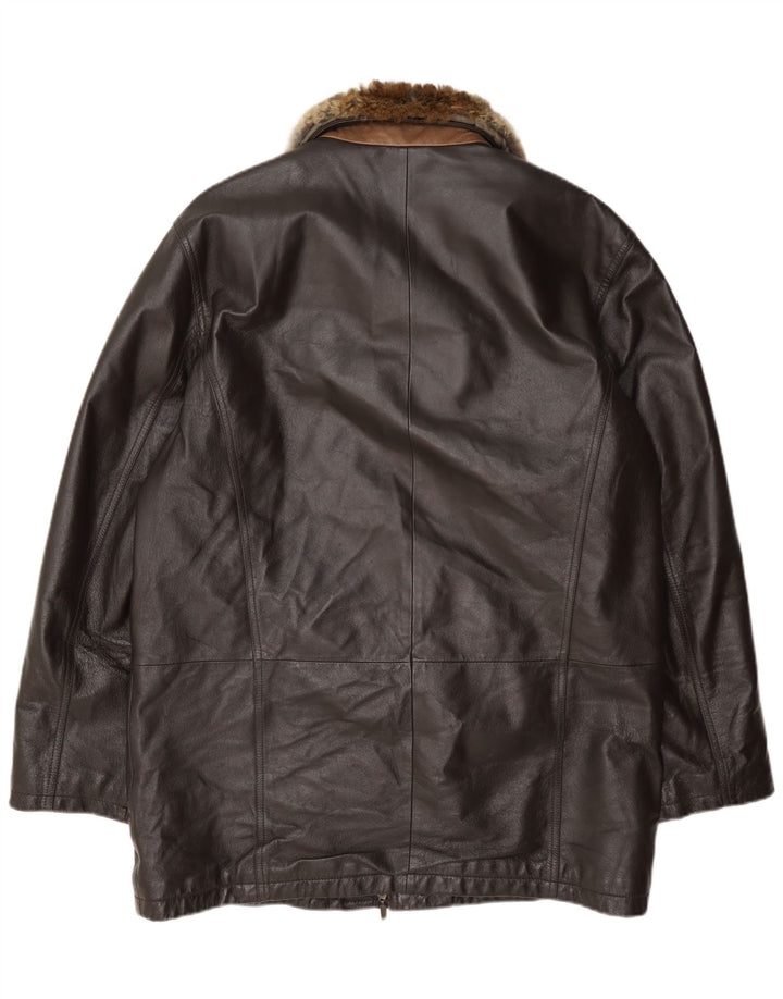 Zugaroni Chaqueta de cuero Magione para hombre IT 52 XL Marrón