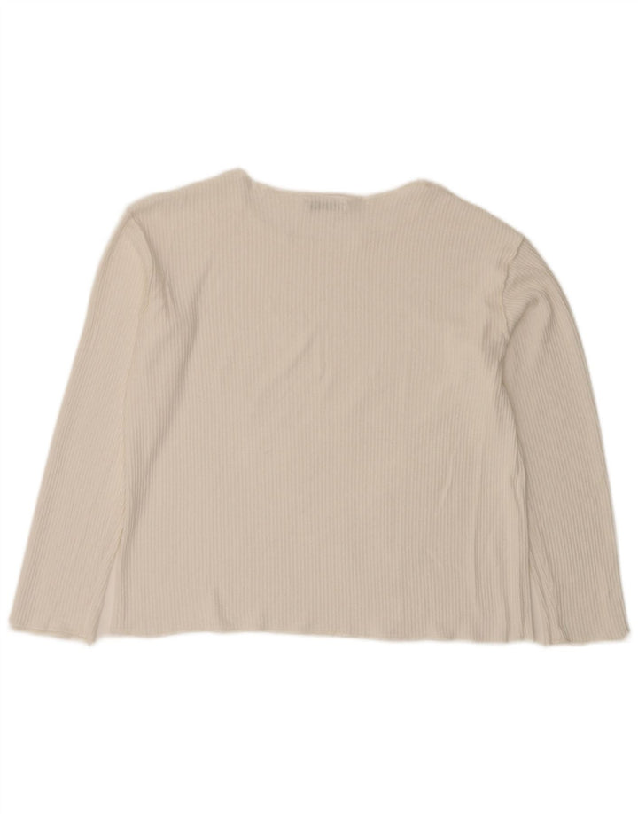 Zara Mujer Crop Oversize Top Manga Larga UK 10 Small Blanco